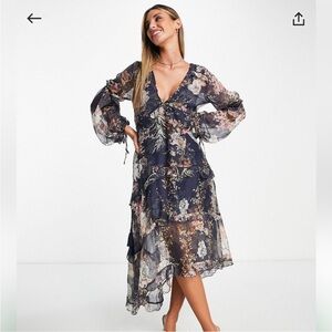 ASOS Maternity Navy Floral Dress Size US 6 Flowy